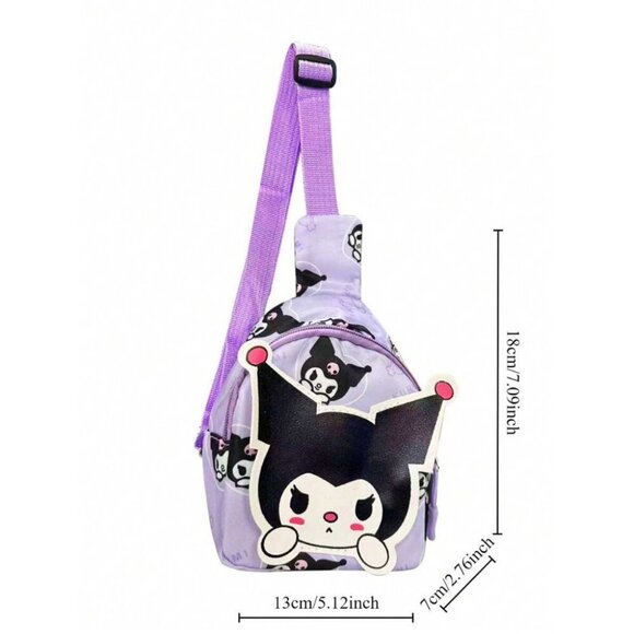 Sanrio Cartoon Pattern Jade Dog Purple Melody One Shoulder Crossbody Chest Bag - Picture 3 of 4
